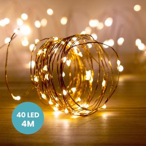 Lot de 4 Guirlandes Micro LED 4M Cuivre 40 LEDs Blanc Chaud
