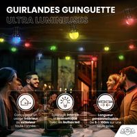 Kit Guirlande Guinguette IP65 10M 20 Bulbes Multicolores