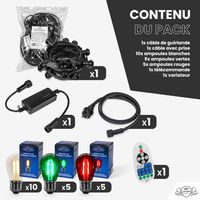 Guirlande de Noël Extérieure "Traditionnelle" IP65 – 10 m 20 Ampoules avec Variateur & Télécommande