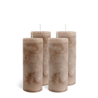 Pack de 4 Bougies Marbrées Taupe 18x7cm