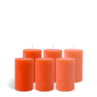 Pack de 6 Bougies Rustiques Orange 11x7cm