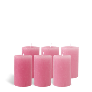 Pack de 6 Bougies Rustiques Vieux Rose 11x7cm