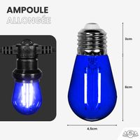 Lot de 20 Ampoules Guirlande Guinguette filament multicolore Led E27 Multicolores