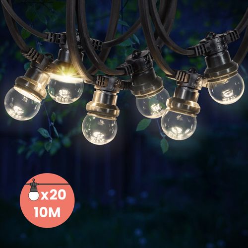 Guirlande Guinguette IP65 10M 20 Bulbes Transparents Dimmables