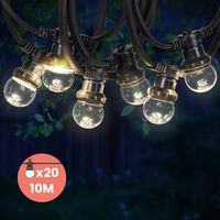 Guirlande Guinguette IP65 10M 20 Bulbes Transparents Dimmables