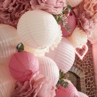 Lot de 12 Boules Japonaises Rose Pâle 30 cm