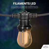 Guirlande Guinguette 30M Filament LED Ambré 30 Bulbes Dimmables