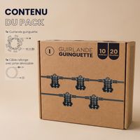 Guirlande Guinguette Noire IP65 10M 20 Douilles pour Ampoules E27