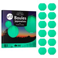 Lot de 12 Boules Japonaises Vert d'Eau 10 cm