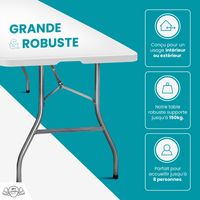 Table Pliante Exterieur 180 cm Rectangulaire Gris Clair