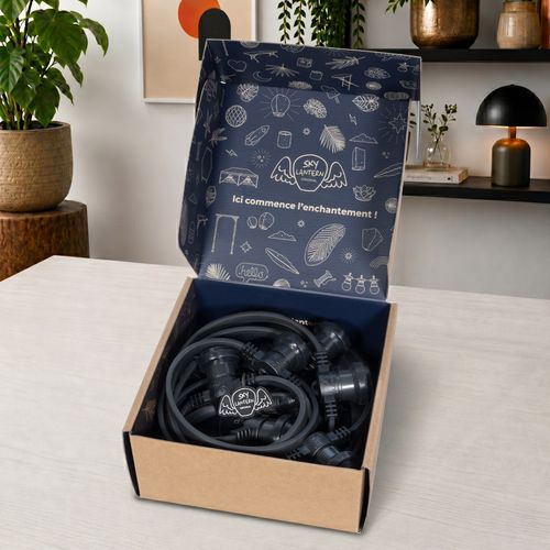 Guirlande Guinguette Noire IP65 5M 10 Douilles pour Ampoules E27