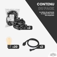 Guirlande Guinguette 20M Filament LED Ambrée 20 Bulbes