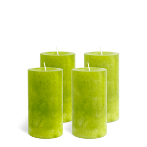 Pack de 4 Bougies Marbrées Vert Citron 13x7cm