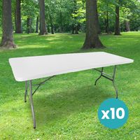 Lot de 10 Tables Pliantes 180x74 cm Blanc