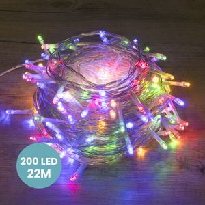 Guirlande de Noël 22m Câble Transparent 200 Leds Multicolore