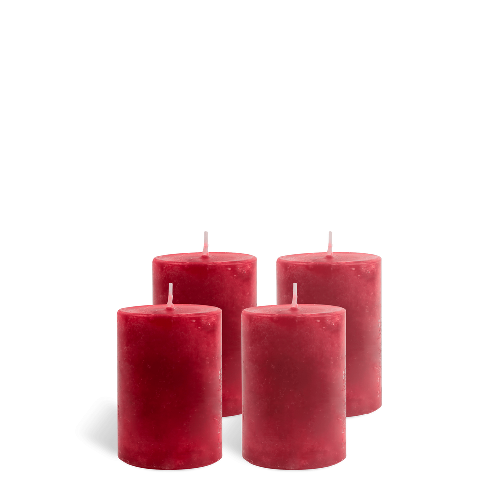 Pack de 4 Bougies Marbrées Rouge 7x5cm