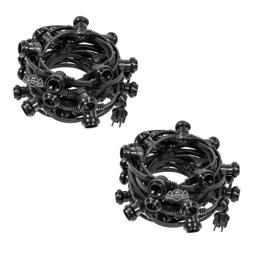 Guirlande Guinguette Noire IP65 20M 60 Douilles pour Ampoules E27 