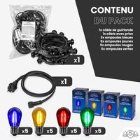 Guirlande Guinguette 10M Filament Multicolore LED 20 Bulbes