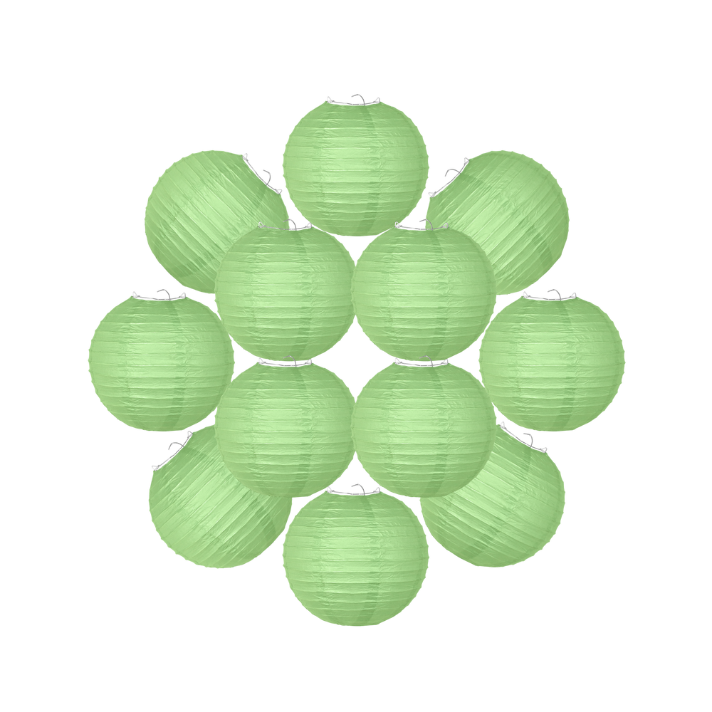 Lot de 12 Boules Japonaises Vert Sauge 20 cm