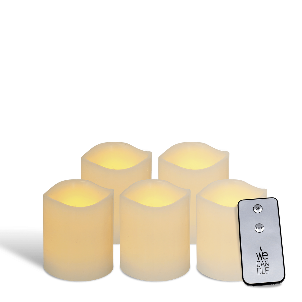 Pack Pilier LED vagues ivoire 7.5x7.5cm avec télécommande