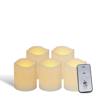 Pack Pilier LED vagues ivoire 7.5x7.5cm avec télécommande
