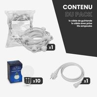 Guinguette Ampoules Remplaçables Blanc 10 m Cable Blanc