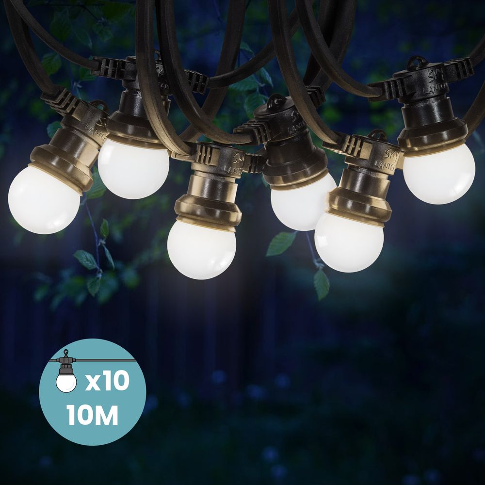 Guirlande Guinguette IP65 10m 10 bulbes Blancs