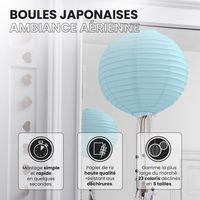 Lot de 12 Boules Japonaises Bleu Ciel 30 cm