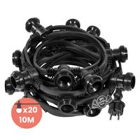 Guirlande Guinguette Noire IP65 10M 20 Douilles pour Ampoules E27