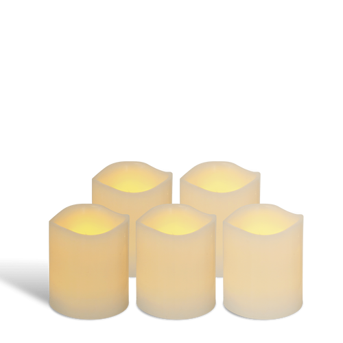 Pack de 5 bougies Vagues LED Ivoire 7x7,5cm