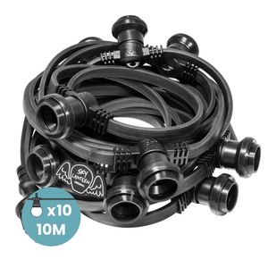 Guirlande Guinguette Noire IP65 10M pour Ampoules E27