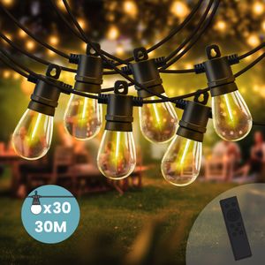 Guirlande Guinguette IP65 LED 30M 30 Bulbes Filament Allongé  Dimmables Avec Télécommande