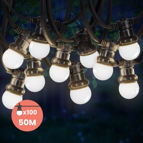 Guirlande Guinguette IP65 50M 100 Bulbes Blancs