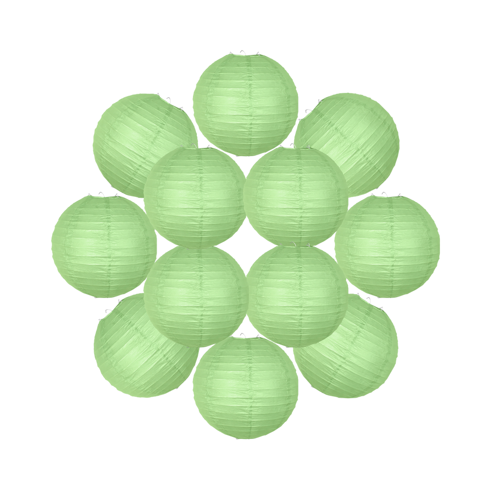 Lot de 12 Boules Japonaises Vert Sauge 30 cm