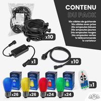 Guirlande Guinguette 100M Filament Multicolore LED 100 Bulbes Dimmables Avec Variateur et Télécommande