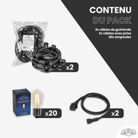 Guirlande Guinguette 20M Filament LED 20 Bulbes 