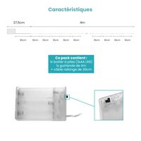 Lot de 4 Guirlandes Micro LED 4M Cuivre 40 LEDs Blanc Chaud