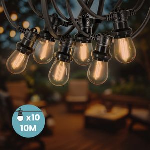 Guirlande Guinguette 10M Filament LED Ambrée 10 Bulbes