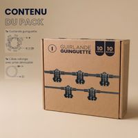 Guirlande Guinguette Noire IP65 10M pour Ampoules E27