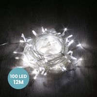Guirlande Lumineuse 12m Câble Transparent 100 Leds Blanc froid