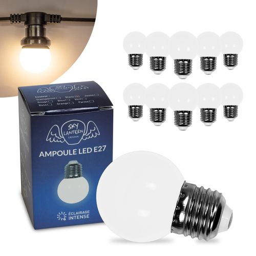 Lot de 10 Ampoules Guirlande Guinguette Led E27 Blanc Chaud