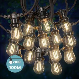 Guirlande Guinguette 100M Filament LED 100 Bulbes 