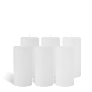Pack de 6 Bougies Rustiques Blanche 14x7cm