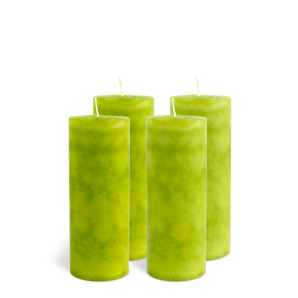 Pack de 4 Bougies Marbrées Vert Citron 18x7cm