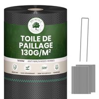 Lot Toile de Paillage 50M 130g/m² + 100 Sardines de Fixation