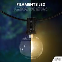 Guirlande guinguette LED 30M 50 Bulbes Rond Blanc Chaud Dimmable 