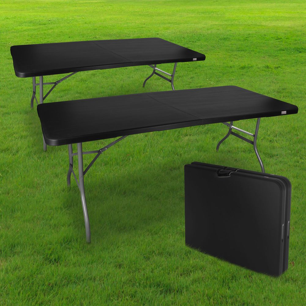 Lot de 2 Tables Pliables 180x74 cm Noir