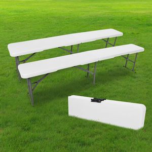 Lot de 2 Bancs Pliables Blanc