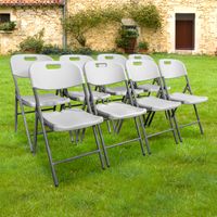 Lot 8 Chaises Pliables Blanches 44x46x47 cm