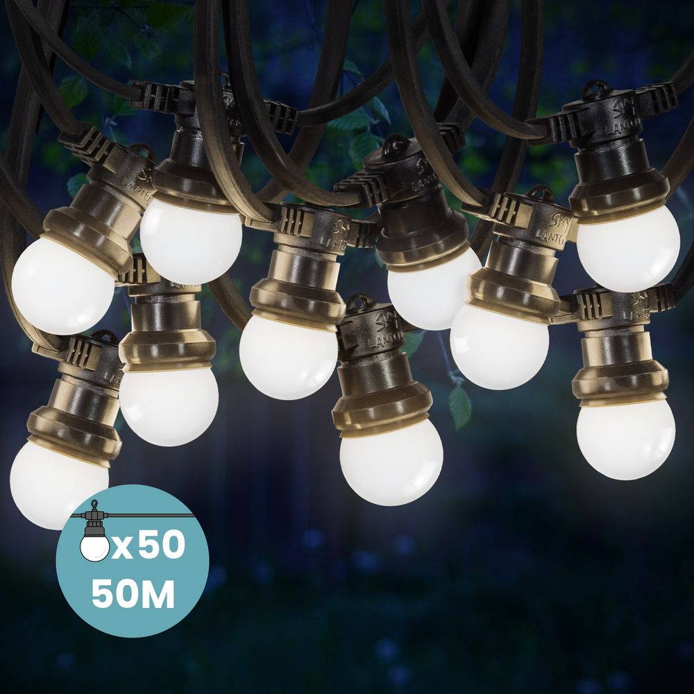 Kit Guirlande Guinguette 50m IP 65 Blanche